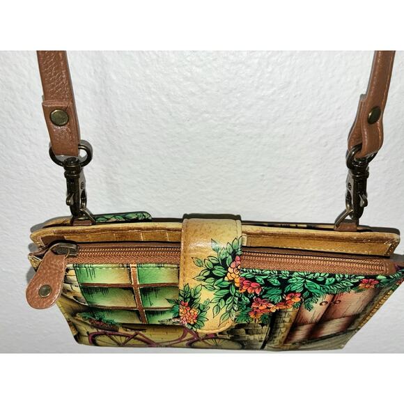 Anushka crossbody Handbag Cell Phone Credit Card Holder Bicycle Garden Print - Picture 7 of 11